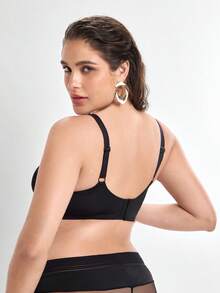 Slumbrini Plus Size Black Lace Underwire Comfortable Supportive Bra Plus Lingerie For Women Plus Size Bra Full Coverage Push Up Bra Push Up Bra Curve - Black - View 2