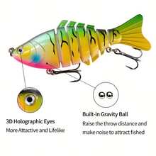 5 Pieces Multi-Segment Sinking Swimbait Fishing Lure Set, Realistic Wobbling Spinner Lures Specially Designed For Catching Pike, Universal Fishing Tackle Suitable For Both Freshwater And Saltwater Environments - Multicolor - View 5
