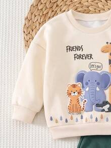 SHEIN LMoss Kids 兒童嬰兒圓領休閒舒適套裝 秋季寶寶 - 彩色 - 查看 5