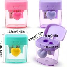 1pc Macaron Color Pencil Sharpener, Transparent Double Hole Pencil Sharpener, Pencil Sharpener With Lid,Suitable For School, Must-Have For Back To School Season, Student Gifts - multicolor - View 2