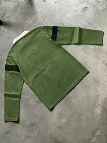 STYNVO 男士字母印花長袖休閒通勤 Polo 衫 - 軍綠色 - 查看 2