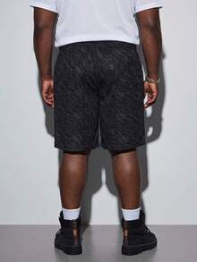 Modcrash Plus Size Ice Silk Solid Color Knit Fabric Sports Shorts/Beach Shorts, Suitable For Summer - Black - View 2
