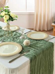 1/2PCS Bohemian Polyester Pleated Solid Fabric Table Runner For Holiday Home Room Wedding Decoration - Multicolor - View 8