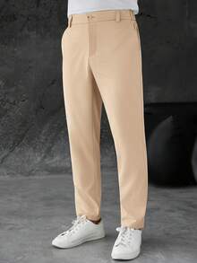 SLATEMANN Men's Casual Button Pocket Business Suit Pants For Office - Khaki - View 4