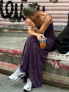 DAZY 夏季新款純色沙灘度假休閒風女款長洋裝陽光裙 - 酒紅色 - 查看 3