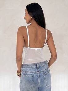Aloruh Women's Lace Patchwork Pleated Casual Versatile Daily Wear Camisole Camisole - White - View 2