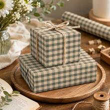 5m Roll Kraft Paper With Green Plaid Pattern, 43cm X 500cm Thick Gift Wrapping Paper For Christmas, New Year, Birthday, Bachelorette Party, Holiday Decoration - Green Plaid - 5m - View 3