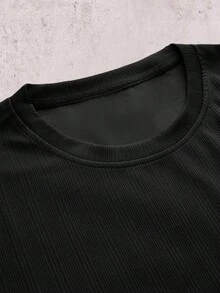 Skyrend Plus Size Men's Solid Color Loose Short Sleeve T-Shirt, Spring Undershirt, Suitable For Spring And Summer Gothic Punk Streetwear For Emo Boy Graphic Tee Men Grunge - Black - View 7