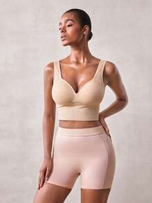 Veilyse 1 pieza Sujetador deportivo transpirable para mujer, absorbente de sudor, amortiguador de impactos, engrosado, soporte para fitness, running, yoga, ropa interior deportiva, top deportivo - Albaricoque - Ver 1