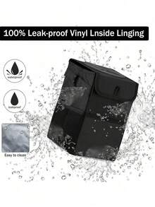 1 Portable Foldable Car Garbage Bag With Lid-Hanging Trash Can With Storage Bag-Car Trash Can And Storage Box, Waterproof Mini Car Trash Can, With Lid And Storage Bag, Car Garbage Bag Hanging Accessories - Black - View 5