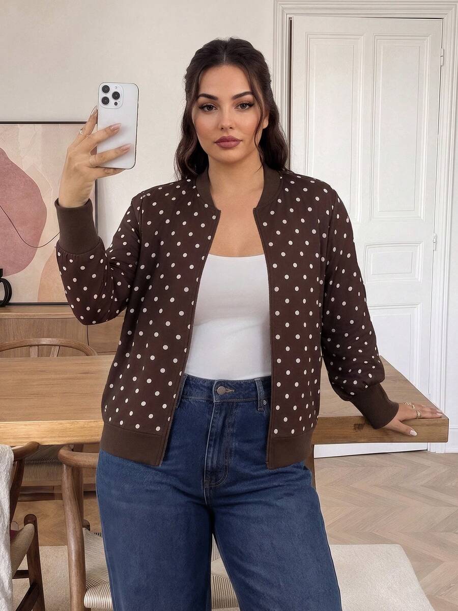 Lounesse Plus Size Sleeve Silhouette Floral Patchwork Versatile Thin Women's Jacket Office Formal Rodeo Autumn Normal Fall