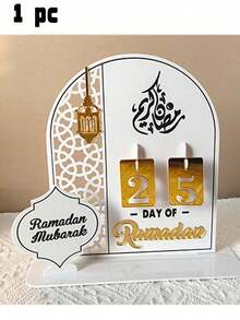 1pc Ramadan Countdown Calendar, Ramadan Auspicious Calendar (With Base, Numbers Can Be Replaced), Ramadan And Eid DIY Countdown Decoration, 3D Acrylic Mirror Moon Calendar Countdown Atmosphere Decoration - Multicolor - View 15
