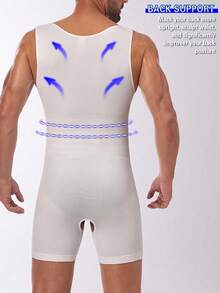 SHEIN Men's Breathable Hollow Crotch Shaping Jumpsuit, Fashionable For Summer - White - View 2