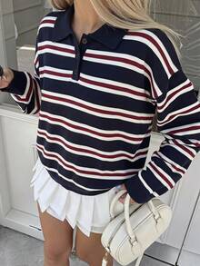 SHEIN Girls' Autumn/Winter Fashion Minimalist Thick Knit Sweater Long Sleeve Top - Multicolor - View 7