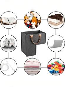 1Pc Large Felt Stair Storage Basket With Handles, Foldable Stair Tread Organizer Bin For Home & Office, Effectively Utilizes Unused Stair Space - Multicolor - View 5