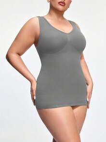 SHAPORA 女款熱銷無縫極簡純色時尚舒適高品質微塑形大尺碼連身褲 1件 - 灰色 - 查看 6