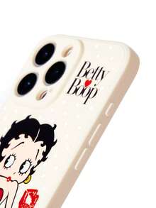 Betty Boop x SHEIN 卡通圖案復古白色皮感手機殼，防摔保護 11-17 系列手機殼 - 彩色 - 查看 4