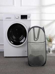 1pc Plain Laundry Hamper, Washing Basket, Bathroom Organizer, Basket, Storage Basket, Foldable Laundry Basket - Multicolor - View 3