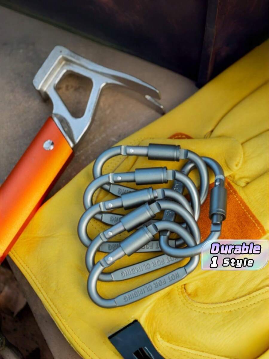 Aluminum Alloy D-Type Multi-Functional Outdoor Tactical Gear, Including Climbing Buckles, Locking Buckles, Quick-Release Hooks, Hooks, And Keychain Bottle Hooks. - Silver - View 1