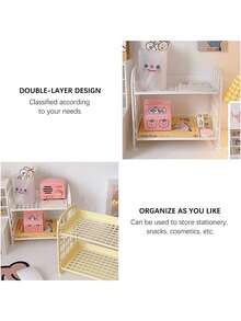 1 Multifunctional Foldable Double-Layer Hollow Design Storage Rack - Made Of Easy To Clean Plastic Material, Suitable For Various Purposes Such As Cosmetics, Jewelry, Bathroom, And Tabletop. Kitchen And Bathroom Supplies Storage Rack - Multicolor - View 11
