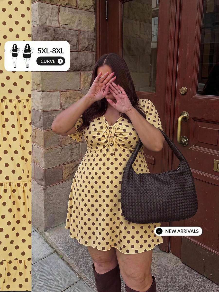 SHEIN CURVE+ 大尺碼花卉休閒 1920s 1950s 復古 90s 可愛日系風洋裝,2026 秋冬 22W - 彩色 - 查看 1