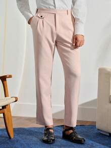 VeloEdit Men's Solid Color Lapel Neck Long Sleeve Suit Jacket And Trousers Business Casual 2 Pieces Set, Spring And Autumn WeddingFall Winter Formal Commute‌ Old Money - Pink - View 9