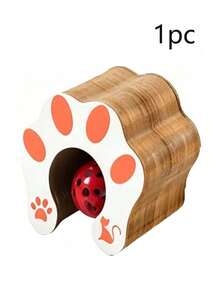 1 Piece Interactive Magic Accordion Cat Scratcher With Bell Ball Roller Track Foldable Cardboard Play Tunnel Bed For Indoor Kitten Small Space Furniture Protector Toy - Cat Scratching Board - View 6