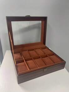 1 pieza Caja de almacenamiento de relojes de cuero, caja de relojes con tapa a prueba de polvo, caja de colección de relojes de alta gama para el hogar, regreso a la escuela - Multicolor - Ver 7