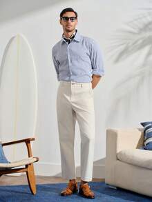 Men's Casual Minimalist Business Commute Slant Pocket Suit Pants - Beige - View 2