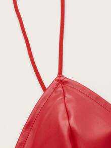 SHEIN ICON PU Leather Crop Cami Top - Red - View 5