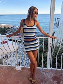 Ure Wave Women's Casual Summer Striped Knit Camisole Tank Top - Multicolor - View 7