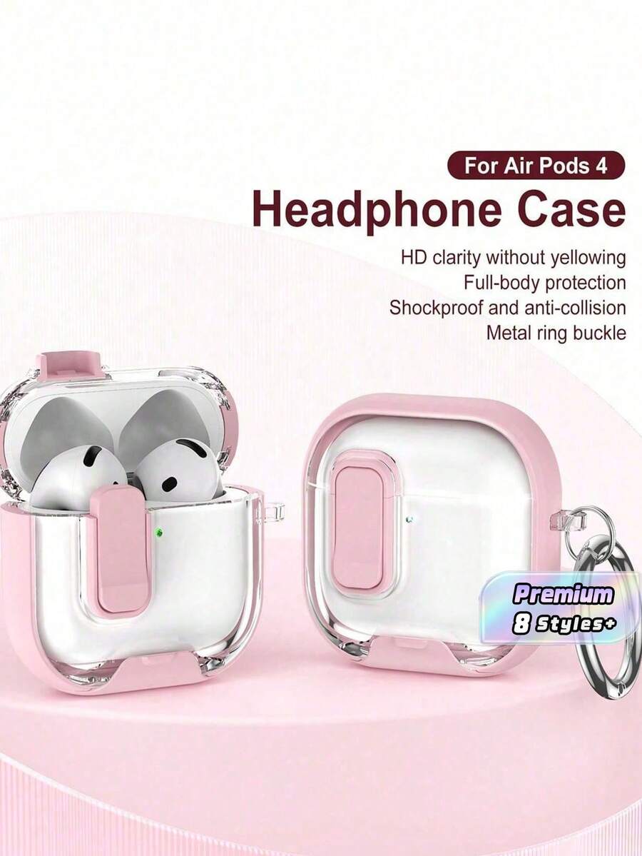 1PC Locking Fashion Business Bracket Style Protective Case With Lock Clasp Compatible With Apple Bluetooth Earphones 4 Active Noise Cancellation, Pro 3/2 2nd Generation Full Coverage Anti-Fall Earphone Case - Multicolor - View 1