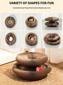 1 Piece Interactive Magic Accordion Cat Scratcher With Bell Ball Roller Track Foldable Cardboard Play Tunnel Bed For Indoor Kitten Small Space Furniture Protector Toy - Cat Scratching Board - View 2