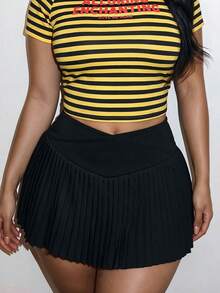 Zolique Women's Plus Size Solid Color Casual Versatile Daily Wear Sports Skort - Black - View 6