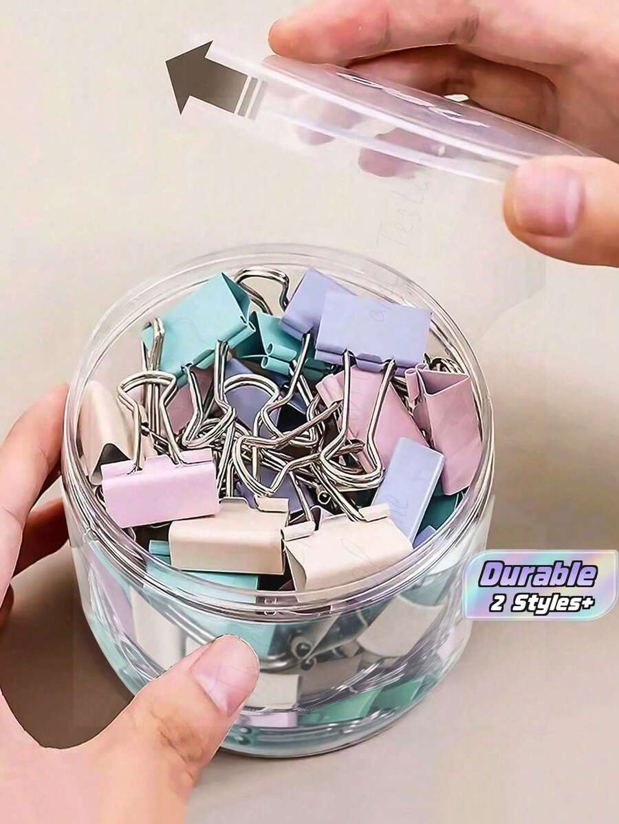 Mini Macaron Color Metal Binder Clips, Multicolor Metal Paper Clips, Multifunctional File Organizer Clips, School & Office Desk Stationery Supplies - Morandi Color - View 1