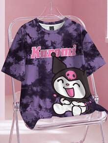 HELLO KITTY AND FRIENDS | SHEIN 男士夏季休閒紮染卡通印花T恤 - 白色 - 查看 1