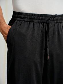 VeloEdit Men's Solid Color Pocket Casual Versatile Daily Wear PantsFall Winter Old Money - Black - View 6