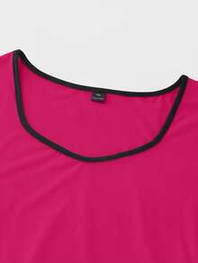 GlowEve CURVE Plus Size Casual Elastic Short Sleeve Contrast Color T-Shirt, Suitable For Spring/Summer Commute And Daily Wear - Multicolor - View 6