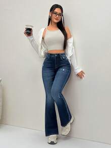 Flexra Casual Washed Distressed Denim Jeans - Blue - View 4