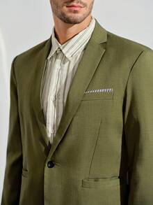 VeloEdit Men's Business Formal Lapel Collar Suit Blazer And Pants Set For Ceremony Formal Wedding Fall Winter Commute‌ Old Money - Dark Green - View 7