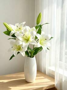 Cirelle 1pc Real Touch Artificial Lily Stem, Realistic Faux Silk Stargazer Lily Flowers, Artificial Floral Spray For Home Table Decor, Vase Arrangement, Wedding Decor - Multicolor - View 10
