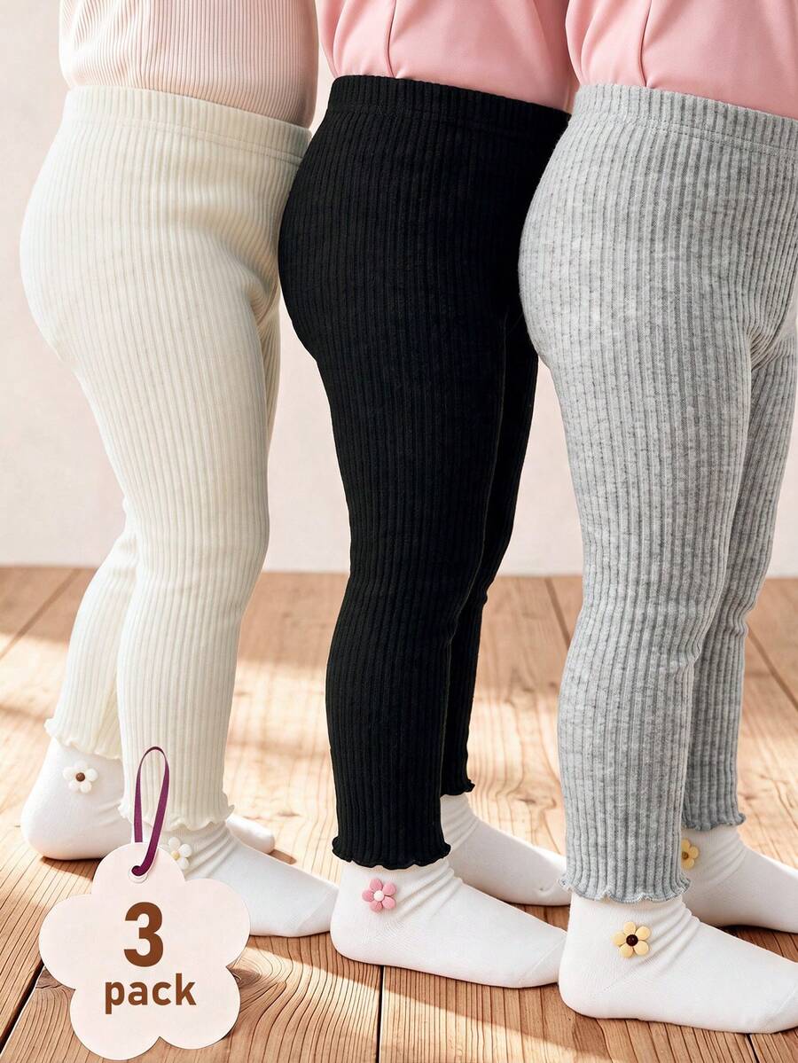 SHEIN 少女休閒百搭純色緊身褲 - 彩色 - 查看 1