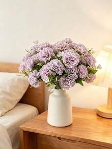 Cirelle 1pc Artificial Carnation Flower, Faux Silk Carnations Floral Arrangement With Greenery Stem For Home Office Table Decor & Wedding Centerpiece - Multicolor - View 11
