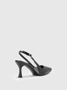 CUCCOO BIZCHIC New Pointed Thin High Heel Black Glossy Buckle Rear Strap Slingback Women's High Heel Shoes Fashionable And Simple Daily Commute To Work Profession Fall Shoes - Black - View 3