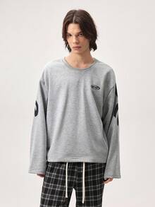 Vaulklash Men's Casual Personalized Fashion Printed Long Sleeve T-Shirt - Grey - View 4