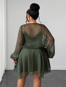 Maweii Plus Size Women's Solid Color Casual Party & Travel Dress Fall - Army Green - View 6