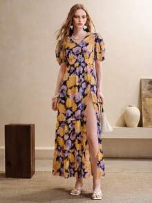SHEIN 夏季優雅花卉印花洋裝 - 彩色 - 查看 8