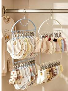 Multi-Hook Baby Clothes Hanger - Baby-Specific Household Use - Newborn Children's Socks Drying Rack - Multi-Functional Storage Hanging Clothes Hanger. - Multicolor - View 7