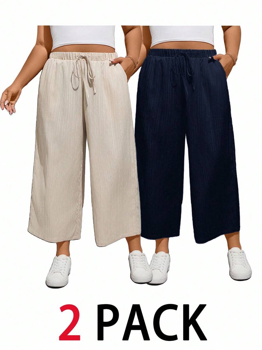 SHEIN Essnce Plus Size Casual Versatile Solid Color Loose Pants