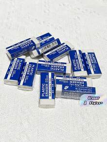 30pcs Blue 2B Erasers – Soft, Clean-Erasing, And Easy To Use; Suitable For Students, Drawing, And Art. Large White Erasers For School And Office Use. Back-To-School Essential Stationery; Assorted Packaging Colors (Shipped At Random). - Blue - View 3